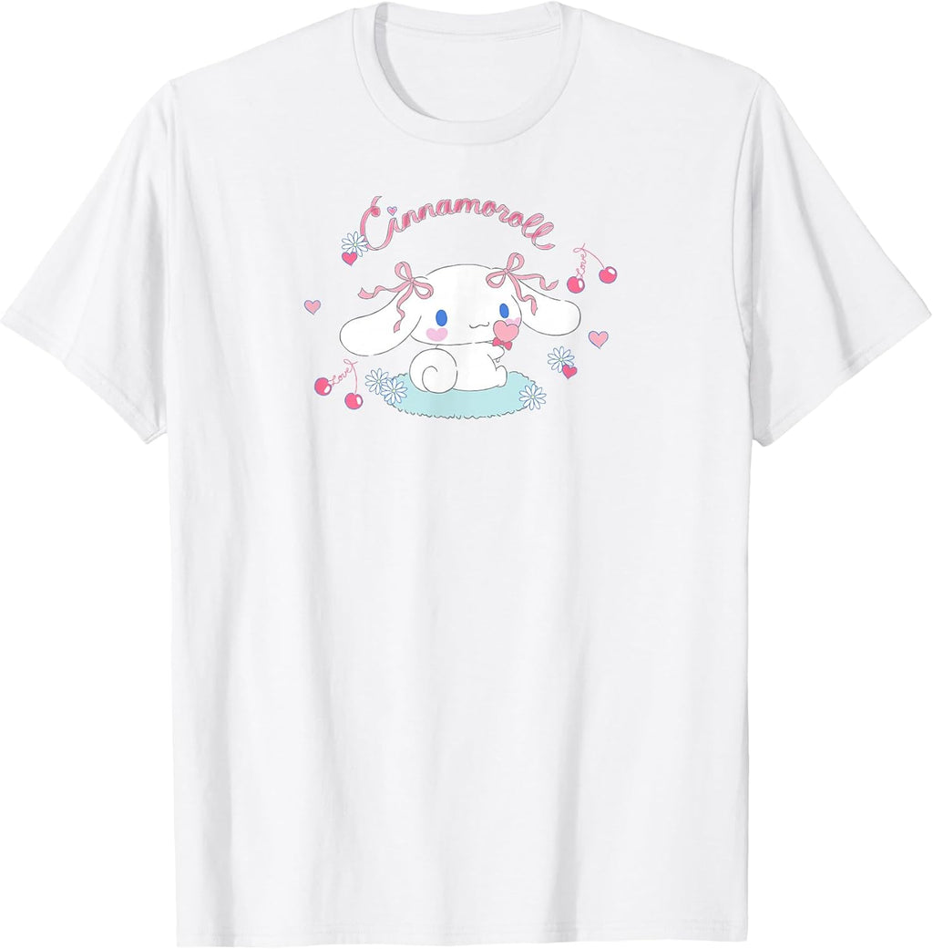 Cinnamoroll Cherry Love Unisex T-Shirt, White, Small, Short Sleeve, Classic Fit, All Seasons