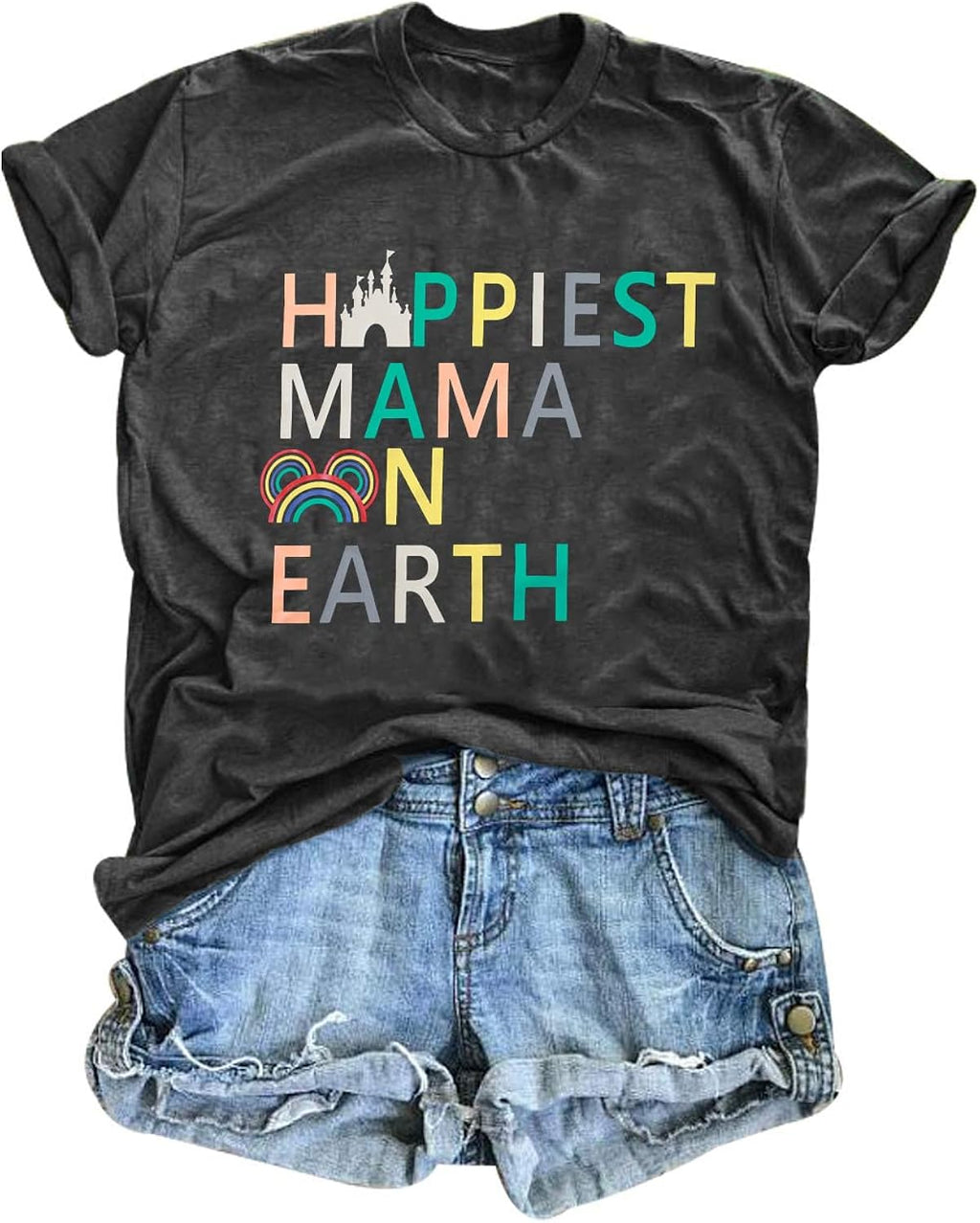 Magical Shirt for Women Happiest Mama On Earth Tee Magic Kingdom Castle Tshirt Family Holiday Vacation Short Sleeve Top