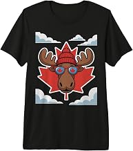 Cool Canadian Moose with Maple Leaf Sunglasses Funny Art Premium Tri-Blend T-Shirt