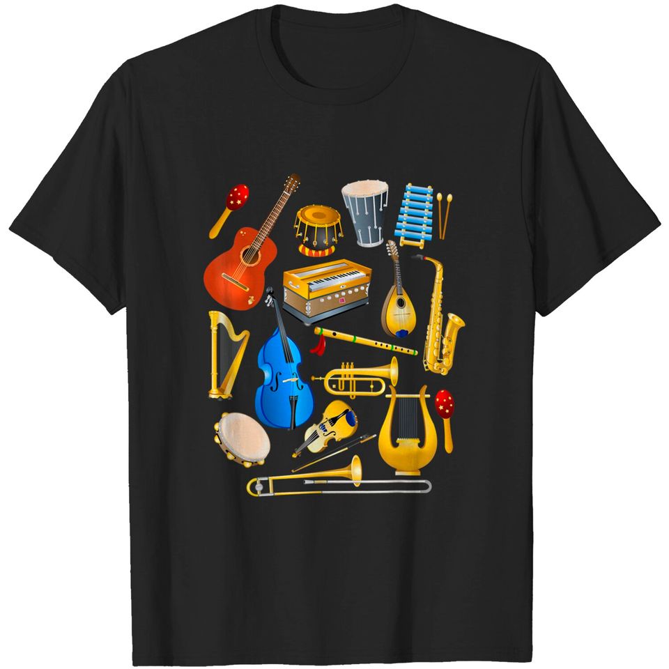 Cute Little Boys Musical Instruments T Shirt
