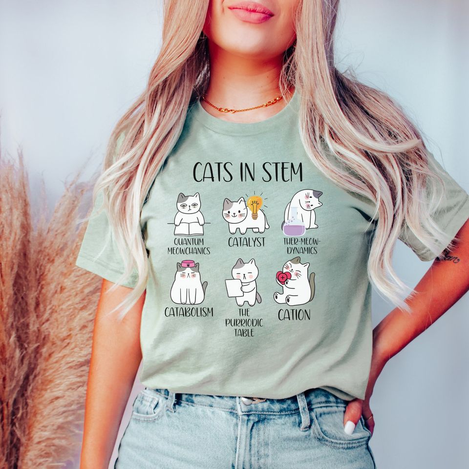 Cats in STEM T Shirt, Funny Cats Science Shirt, Cute Science Teacher Cat Lover Shirt