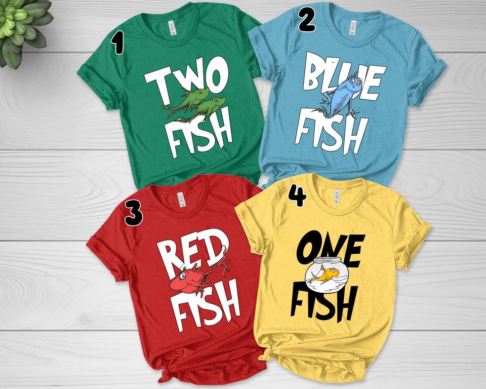 Red Fish Blue Fish One Fish Two Fish Shirt, Teacher Daycare Matching, Costume