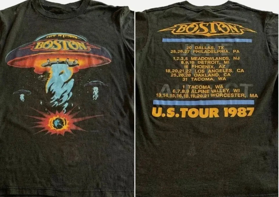Vintage 1987 Boston Rock Band Tour Concert T-Shirt | Rare Retro Tee