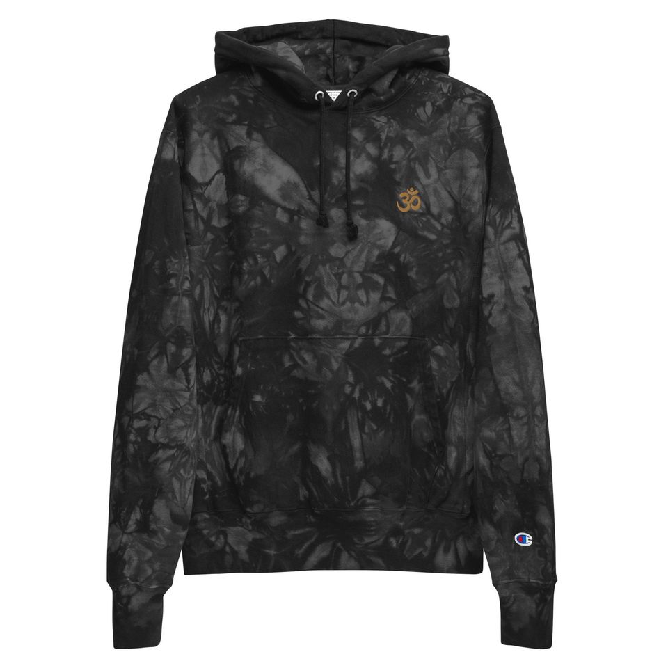 Tie Dye Embroidered Om Hoodie, Yoga Hoodie, Spiritual Hoodie