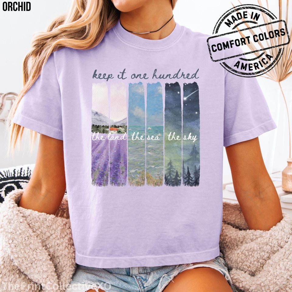 Keep It 100 Land Sea Sky Boxy Shirt, Cropped Tee Gift for Fan