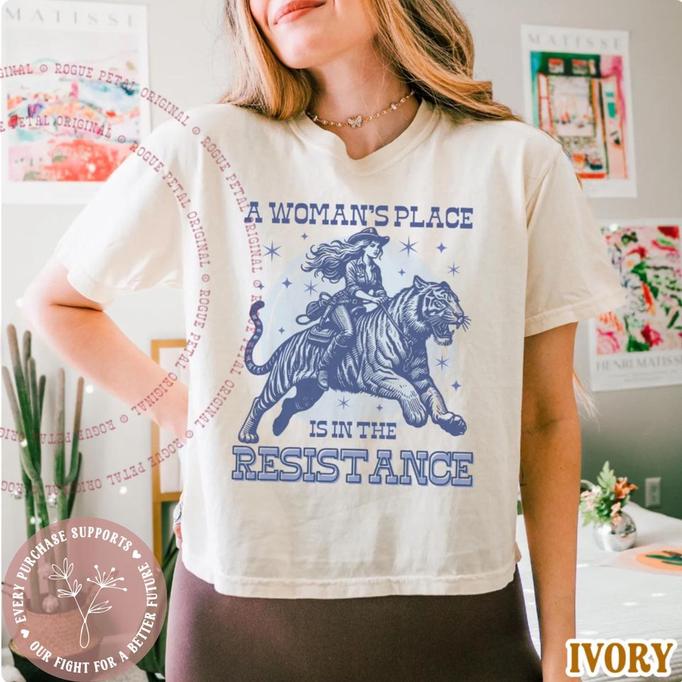 A Womans Place Resistance Tiger Boxy Tee