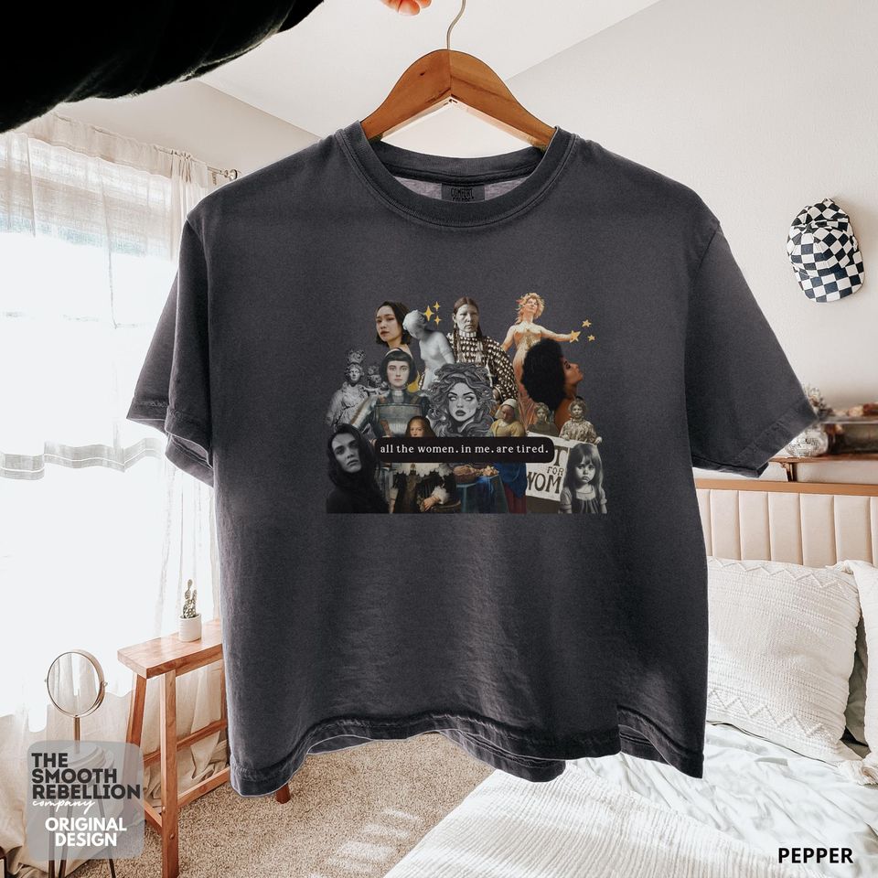 Collage "all the women in me are tired" Boxy Tee, Feminist Boxy Tee