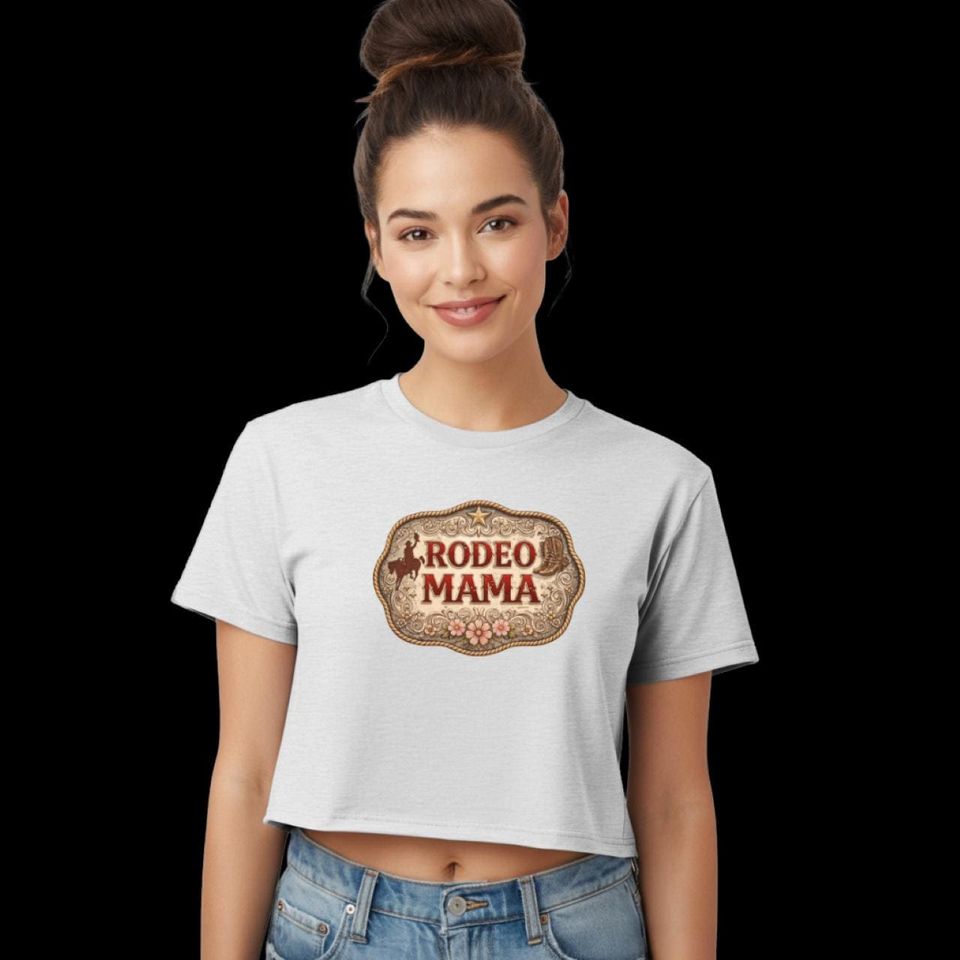 Rodeo Mama Western Belt Buckle Graphic Women's Boxy Tee