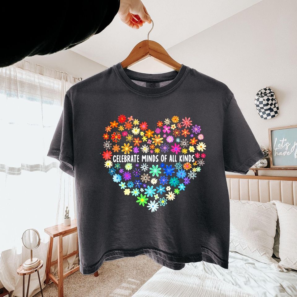 Celebrate Minds Of All Kinds Women's Boxy Tee, Autism Acceptance Shirt, Neurodiversity Awareness Tee