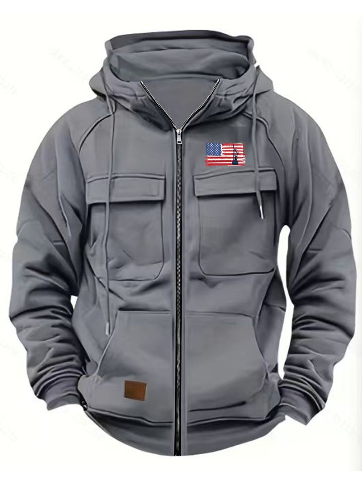 Autumn/Winter Men's Long Sleeve Zip-Up Apparel, Spring/Autumn/Winter Casual Multi-Pocket