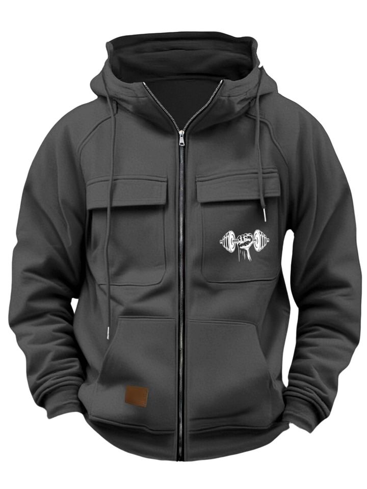 Men's Fashionable Casual Versatile Hooded Sweatshirt, American High Street Black Sweatshirt