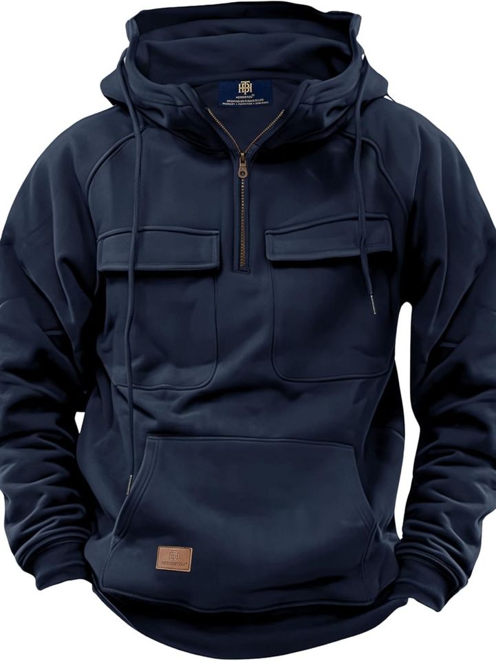 Men Tactical Hoodies Quarter Zip Long Sleeve Hooded with Pockets, the First Choice for Outdoor Sports