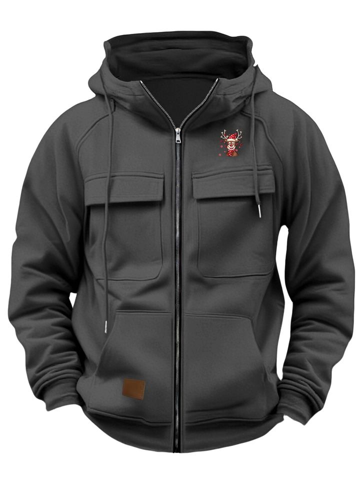 Men'S Stylish Hoodie Featuring an American Retro Workwear Design