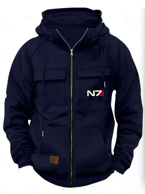 2026 Spring/Autumn Casual Multi-Pocket Men's Fashion, Men's Spring Pocket with Letter Pattern Print
