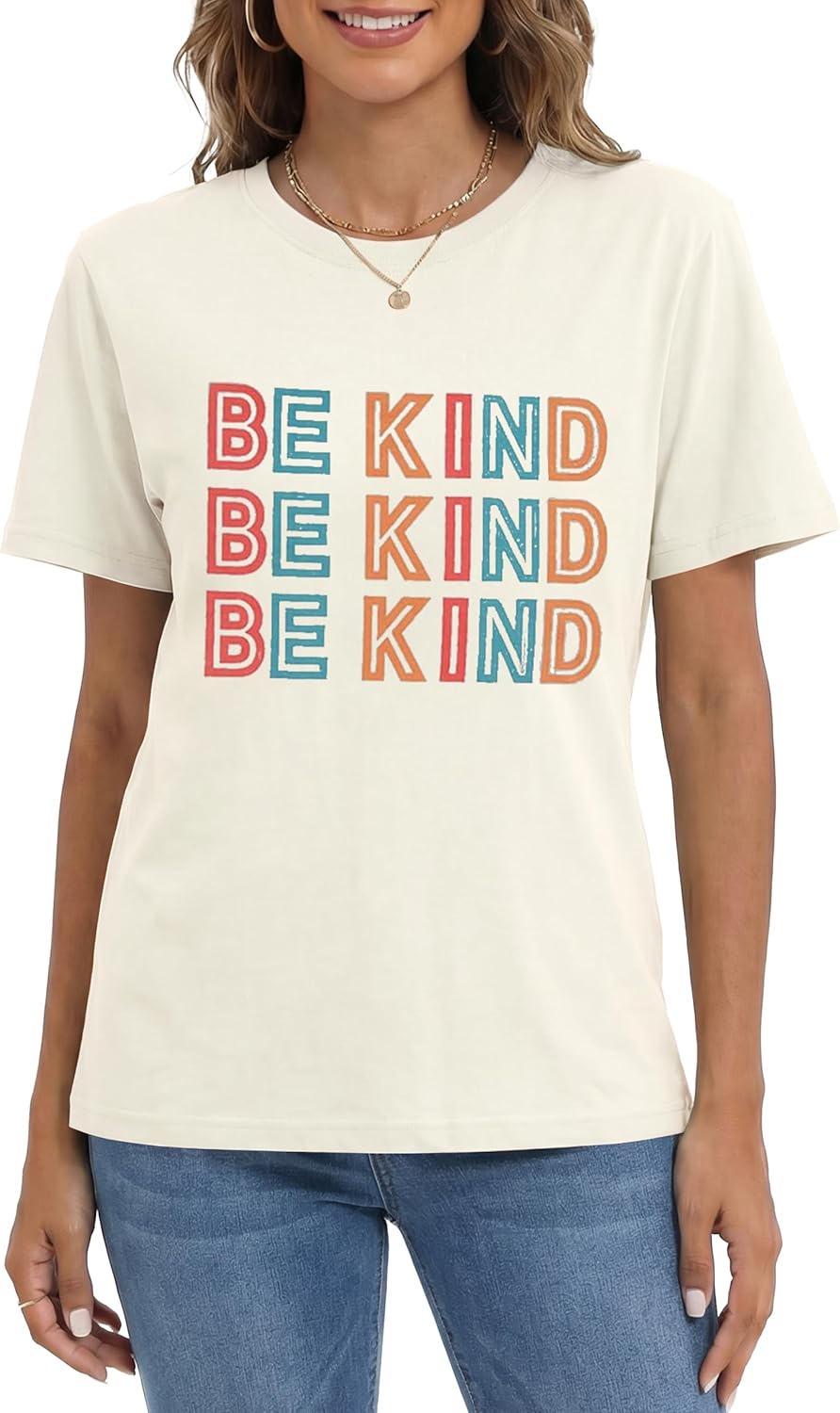 Womens Be Kind Shirt Short Sleeve Graphic Tees Loose Fit Tshirts Cute Casual Summer Tops Funny Teacher Outfits