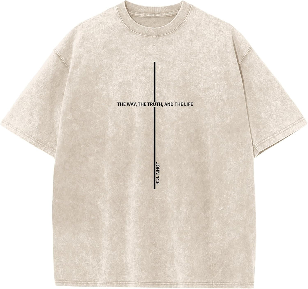 Christian Jesus Shirts for Men God Faith Religious Tshirt Cross Bible Verse Tops Acid Wash Oversized Graphic Tees