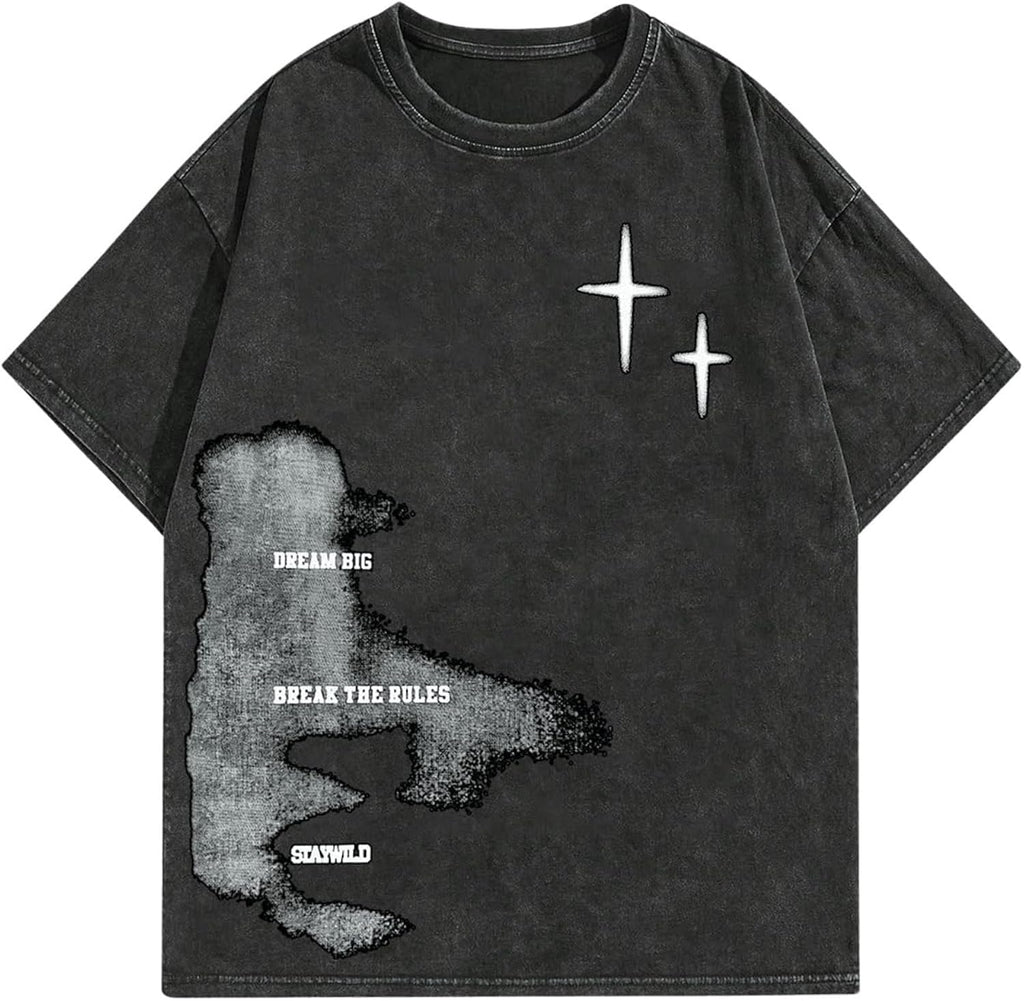 Men's Letter Graphic Drop Shoulder T Shirts Casual Round Neck Tee Top