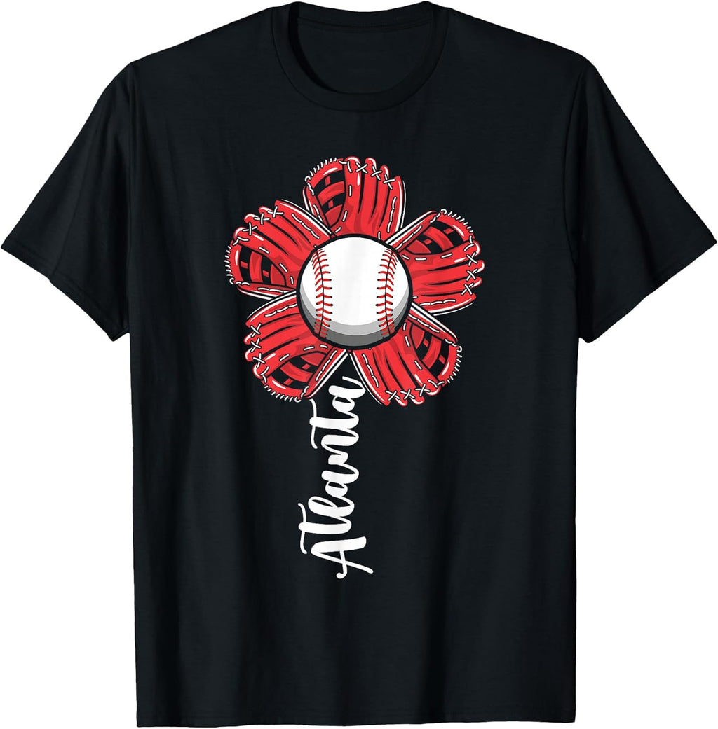 Cute Flower Atlanta Retro Baseball Lover Game Day T-Shirt