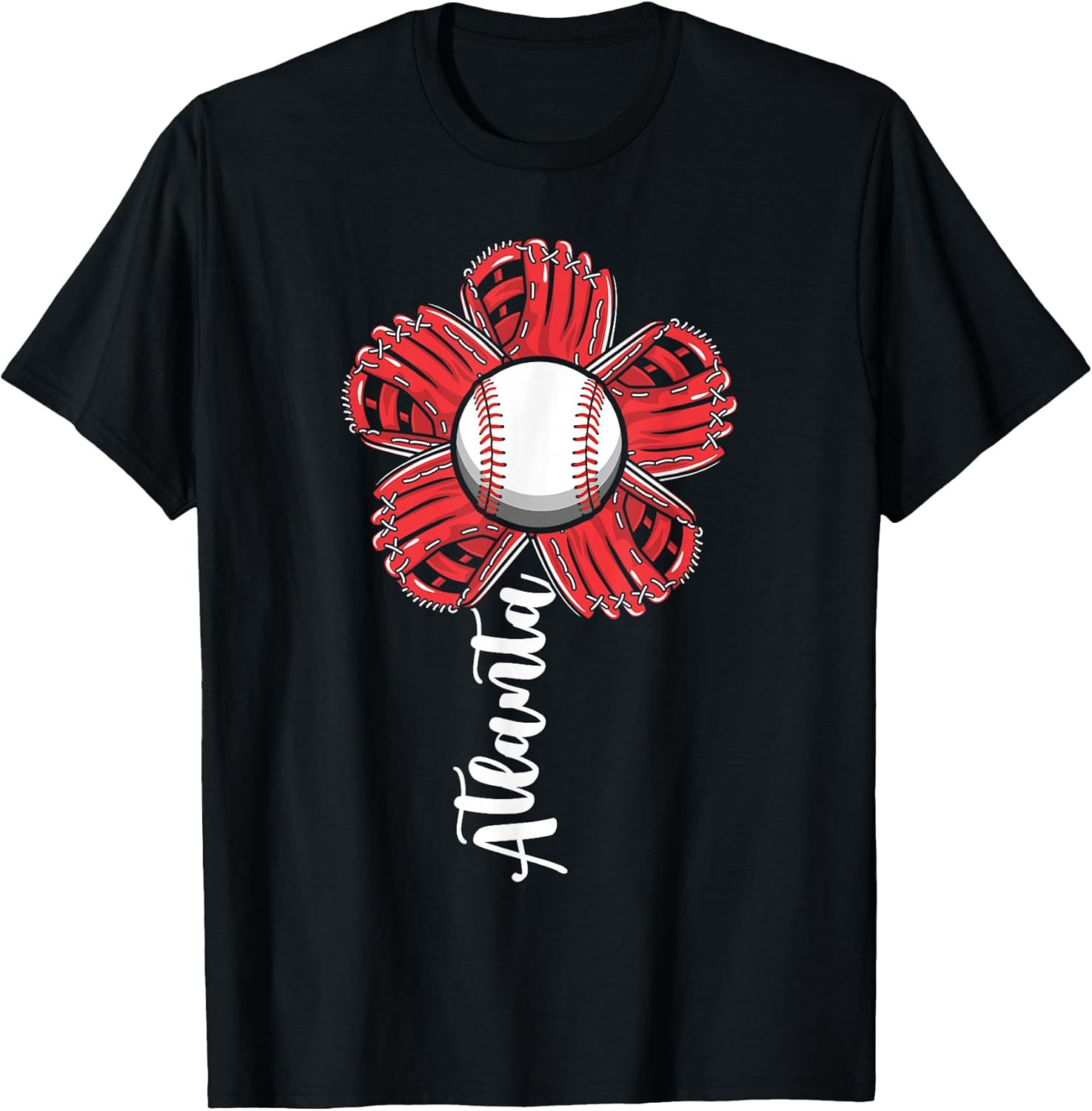 Cute Flower Atlanta Retro Baseball Lover Game Day T-Shirt