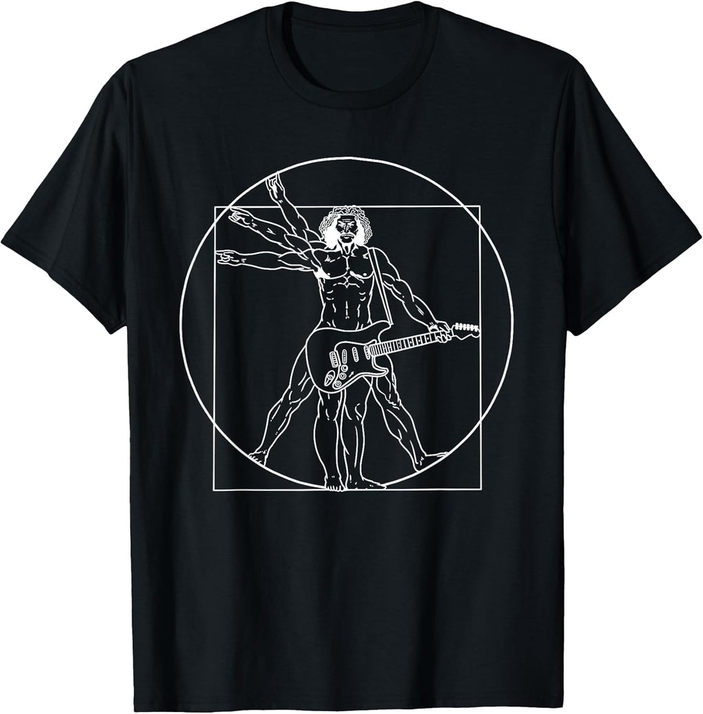 Guitar Da Vinci Vitruvian Man Guitar Player Musicians T-Shirt