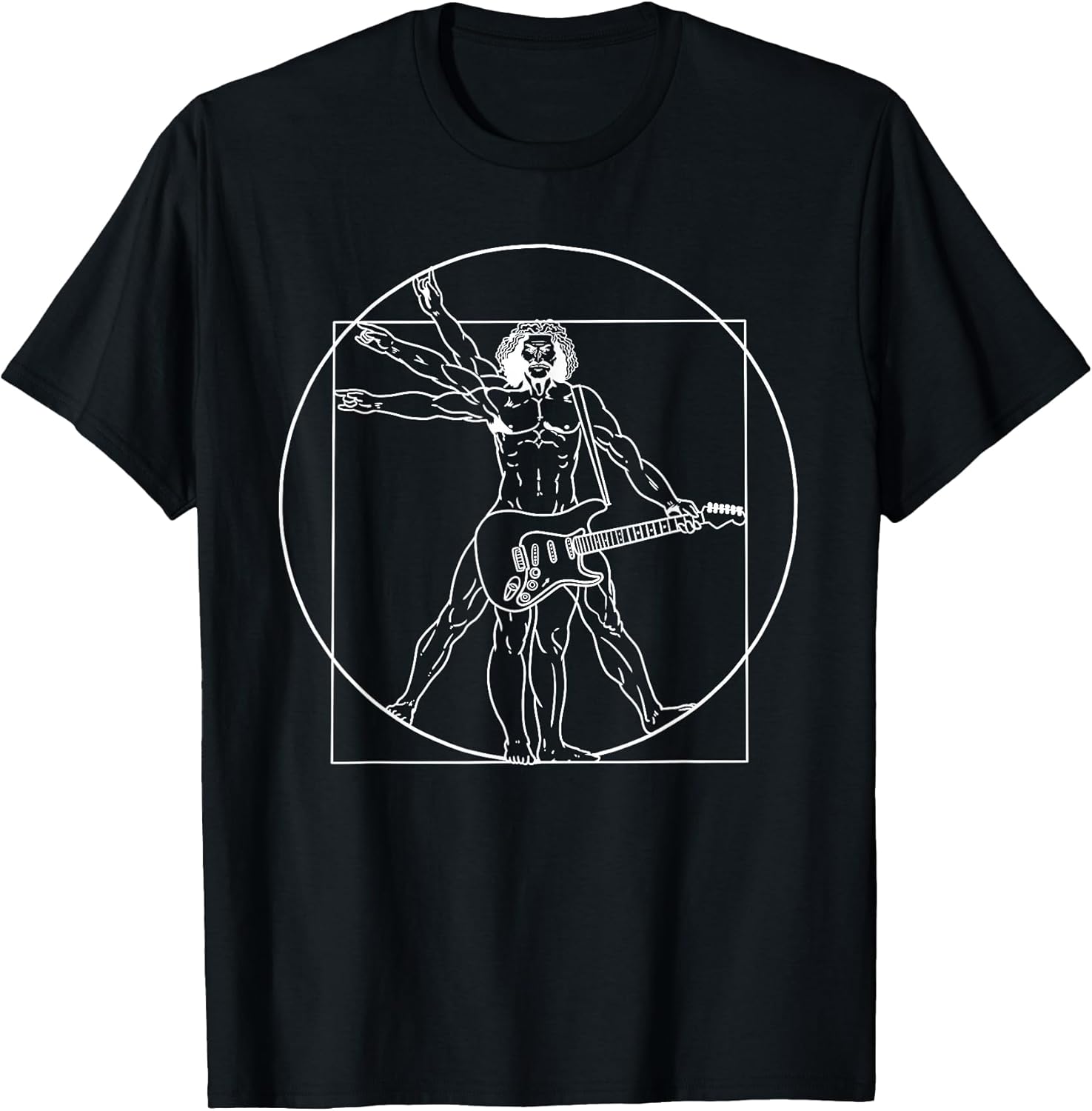 Guitar Da Vinci Vitruvian Man Guitar Player Musicians T-Shirt