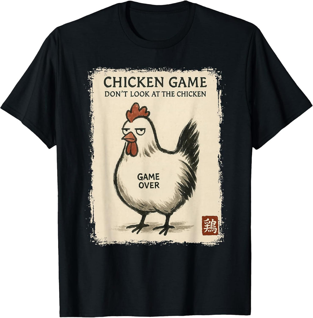 Funny Japanese Art Chicken Game Graphic Tee Men Women Teens T-Shirt