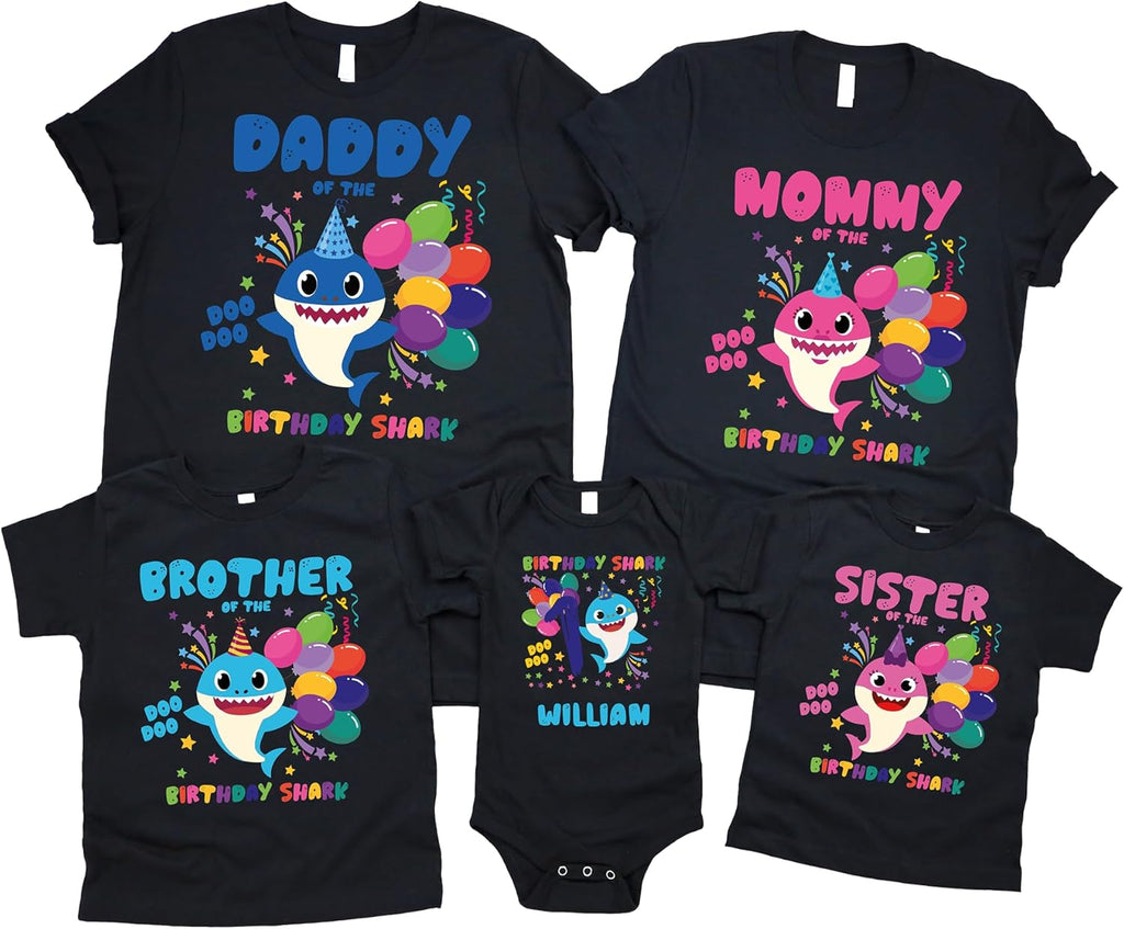 Custom Family Birthday Shirts Mommy Shark Shirt for Baby Daddy Grandma Grandpa Shark Shirt Birthday Family Matching Shirts