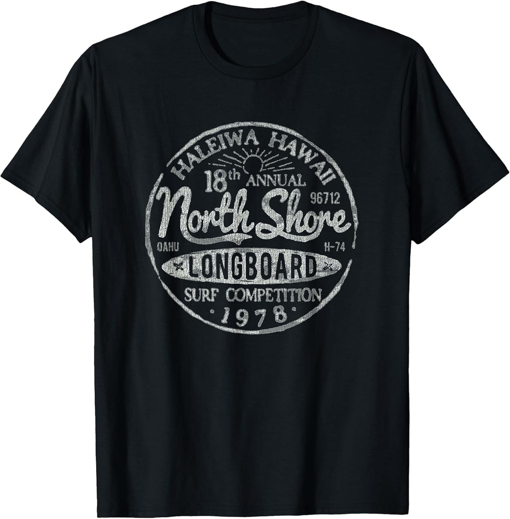 Long Board North Shore Surf Vintage Hawaii Beach T-Shirt