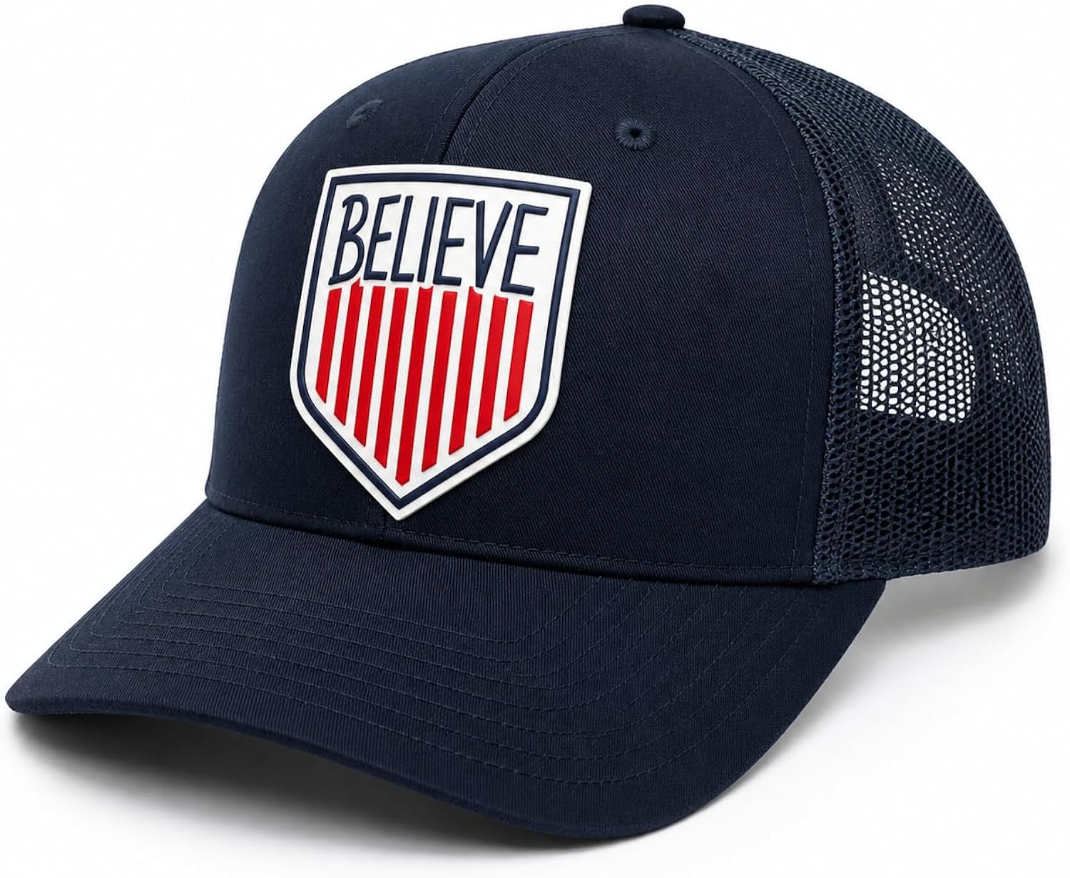 Believe USMNT Funny Soccer Crest Snapback Trucker Hat – Adjustable Mesh Back Baseball Cap for USA Soccer Fans