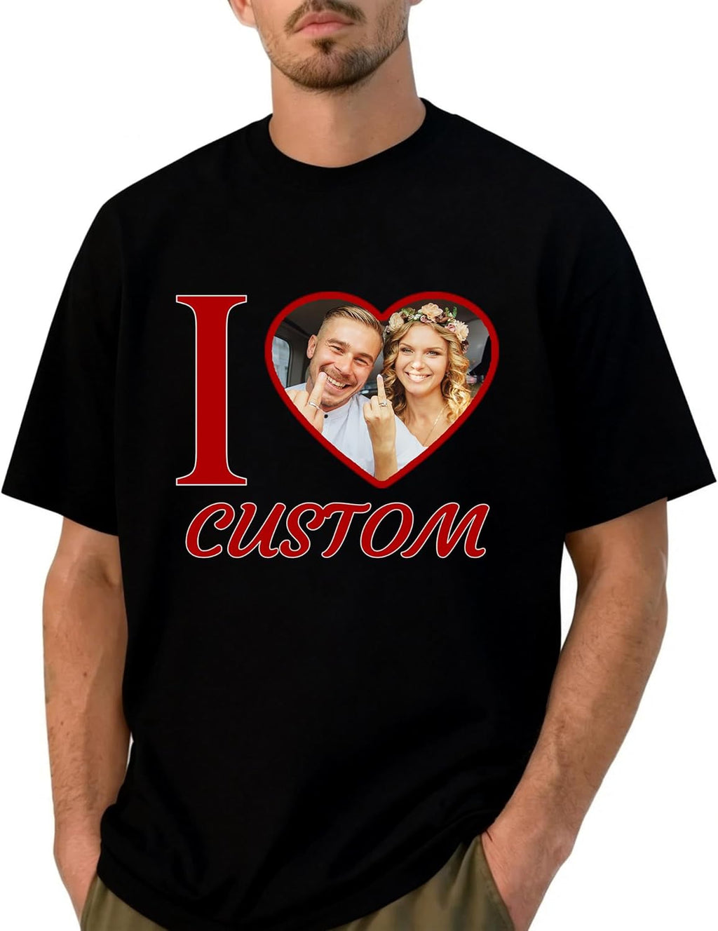 Custom I Love My Girlfriend T Shirts Personalized Bootleg Rap Tee Romantic Valentines Couple Shirt for Boyfriend Husband