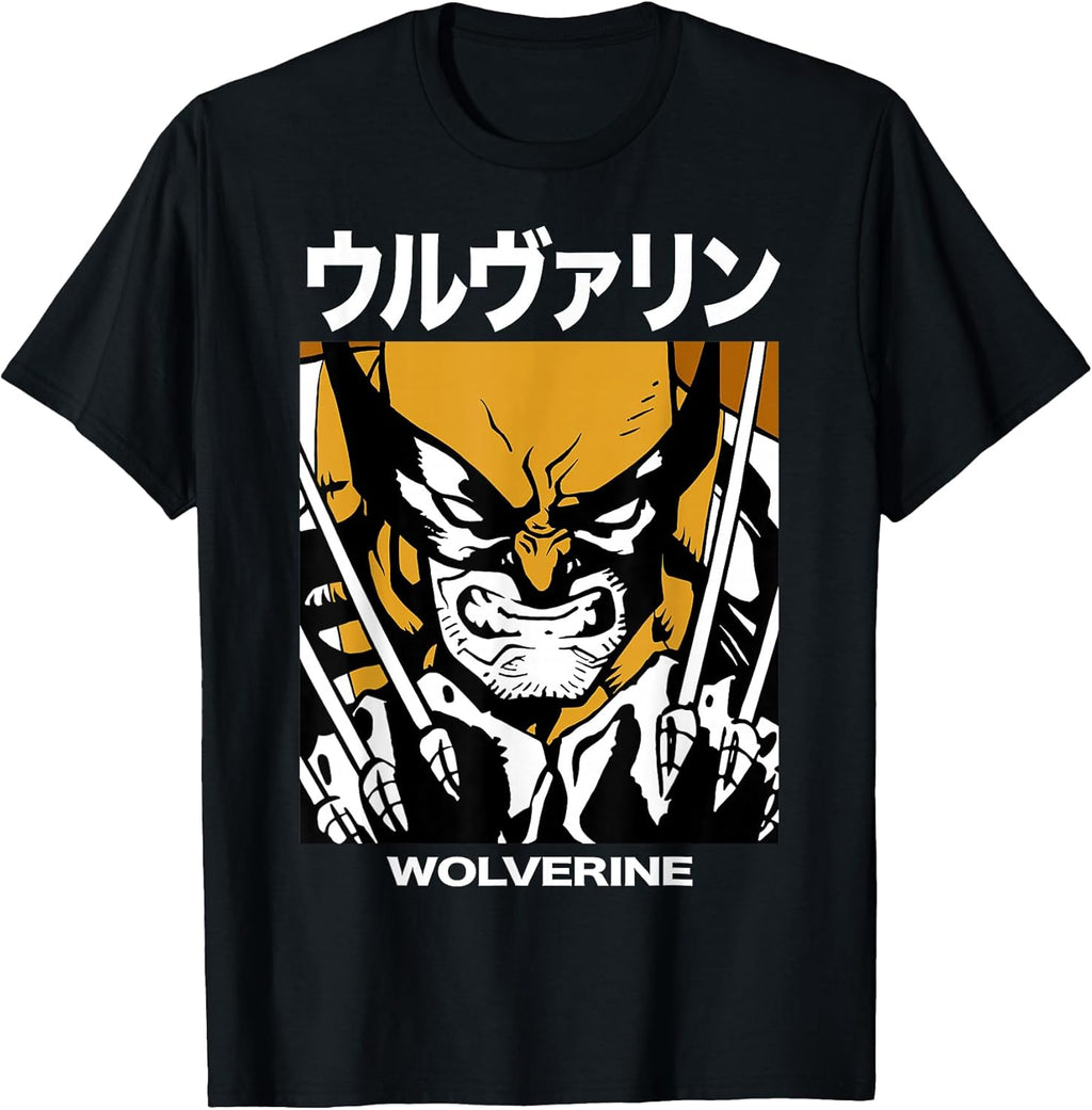 X-Men Wolverine Kanji Blades Pose Graphic T-Shirt T-Shirt