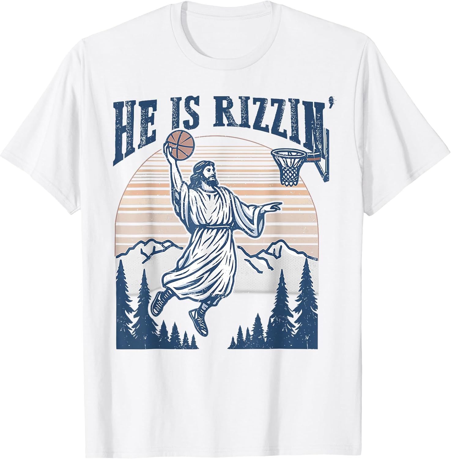 He is Risen Rizzin' Easter Jesus Christian Faith Basketball T-Shirt