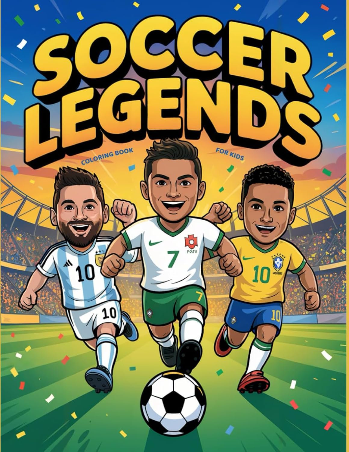 Legends Soccer Coloring Book for Kids Ages 6–12: 50 Football Superstars, Fun & Easy Football Hero Pages Featuring Messi, Ronaldo, Mbappé & More!