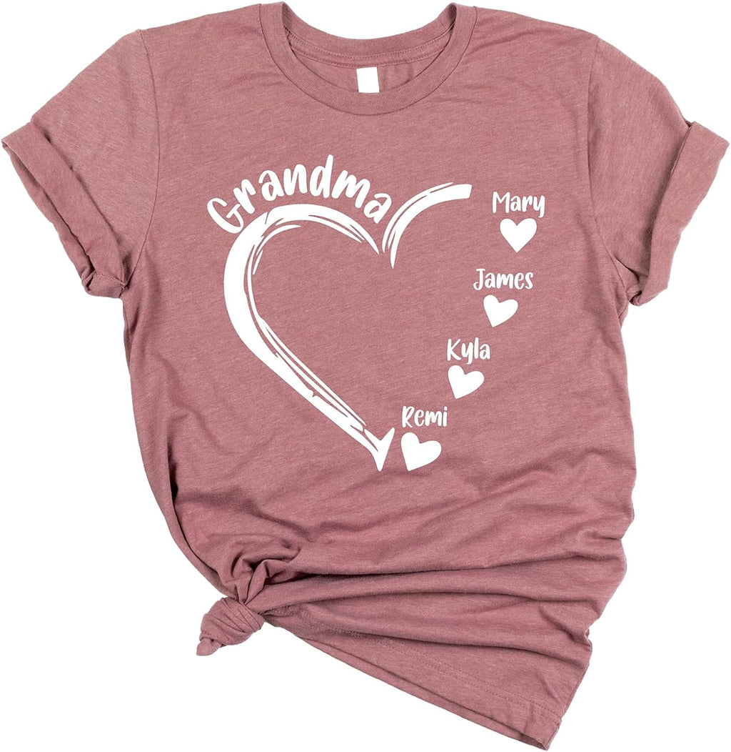 Personalized Grandma Shirt with Grandkids Names Gigi Tshirt for Women Nana Shirt Custom for Grammy Mimi Shirts with Kids Names