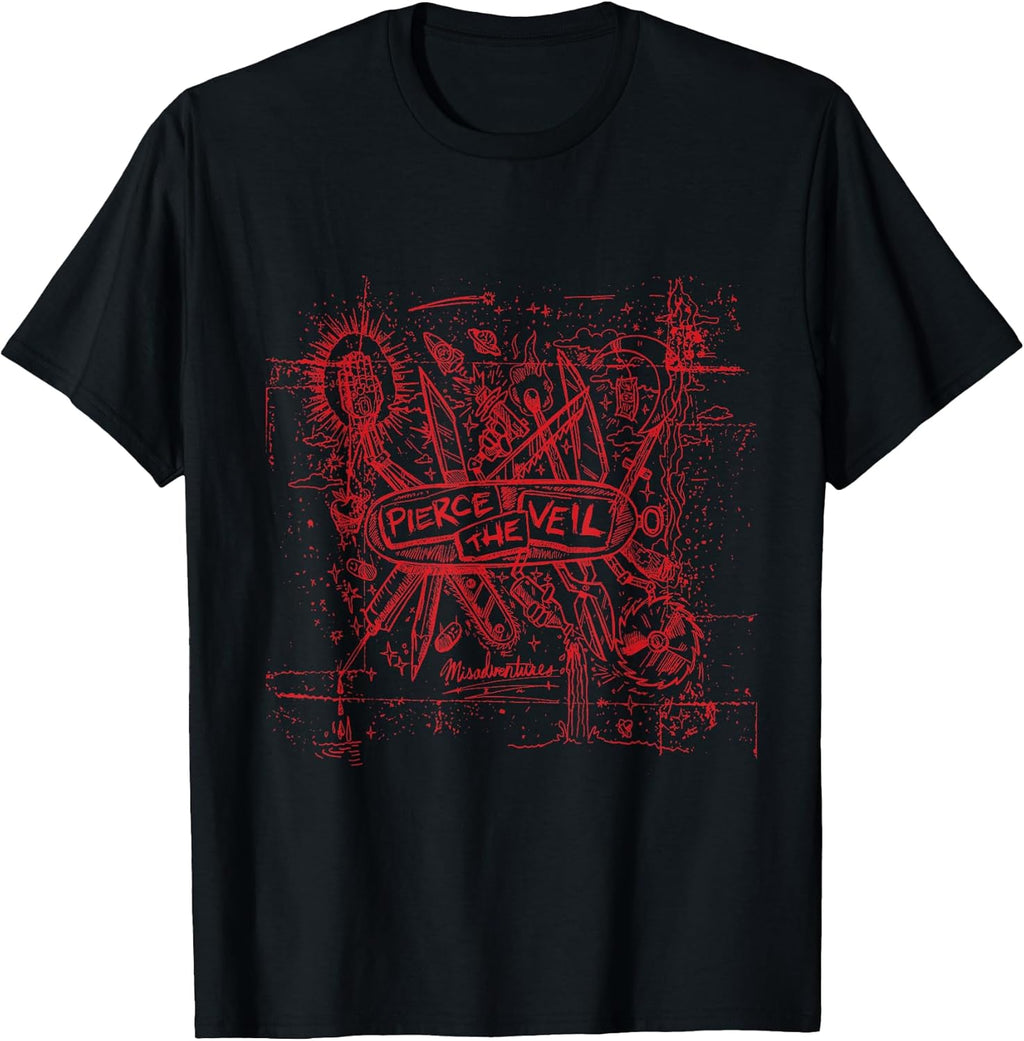 Misadventures Cover in Red Print T-Shirt Small