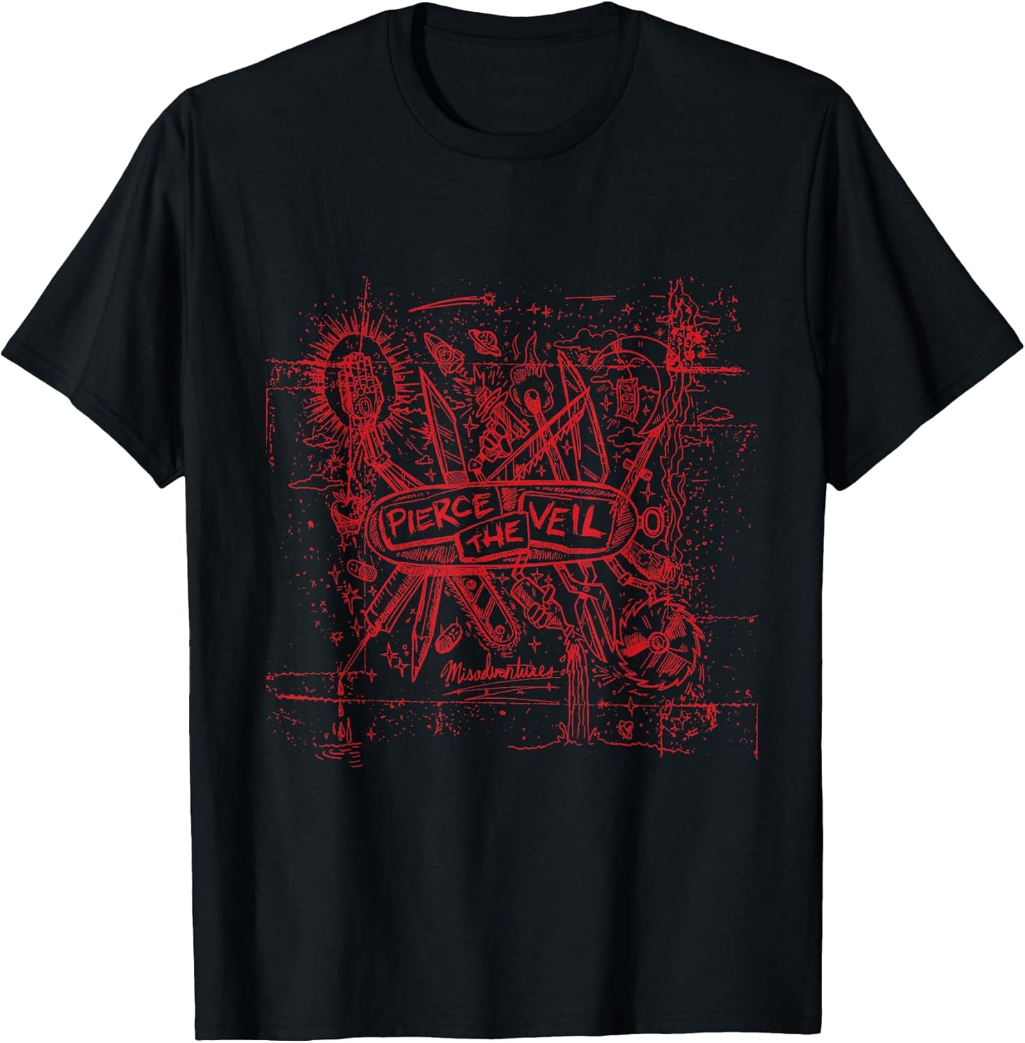Misadventures Cover in Red Print T-Shirt Small