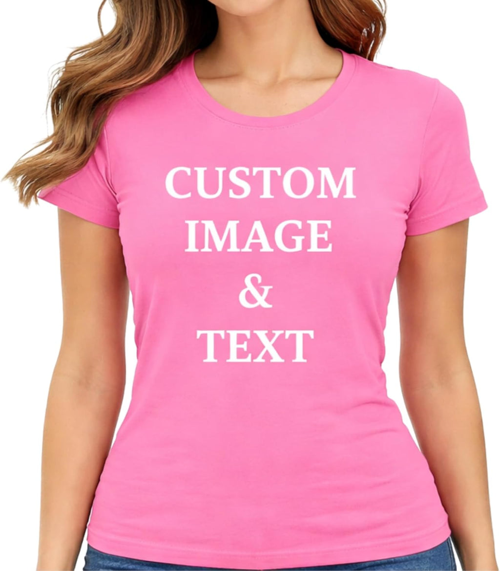 Ladies Customized Fan Tee Shirt, Design Your Own by Uploading Photos, Text, Logos Or Any Design, Custom Gifts