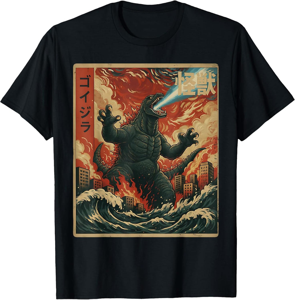 Kaiju Monster Japanese Anime Vangogh Painting Art Graphic T-Shirt