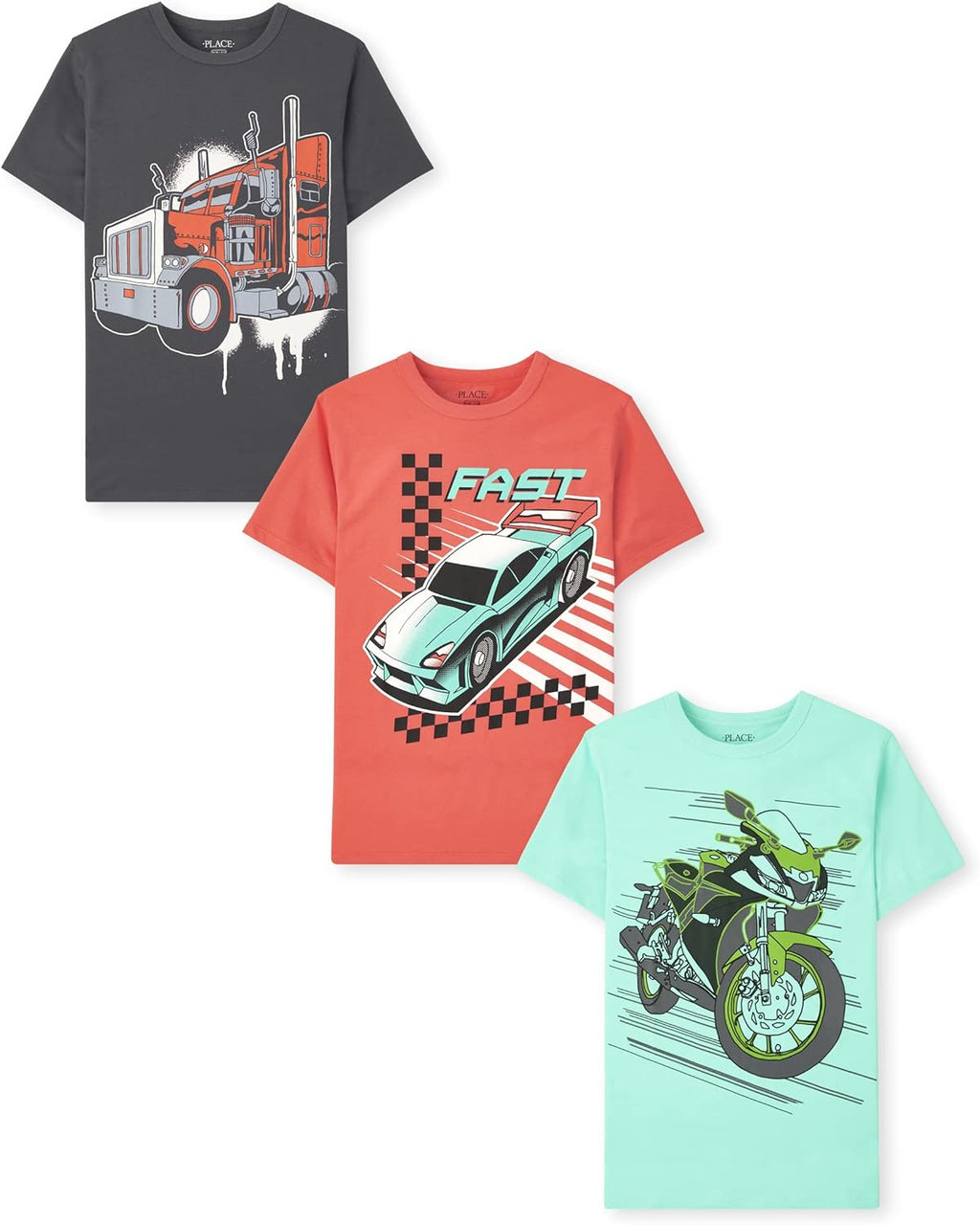Boys Vehicle Short Sleeve Graphic T-Shirts,multipacks