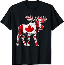 Patriotic Moose Flag Maple Leaf Canada Day Canadian Animal T-Shirt