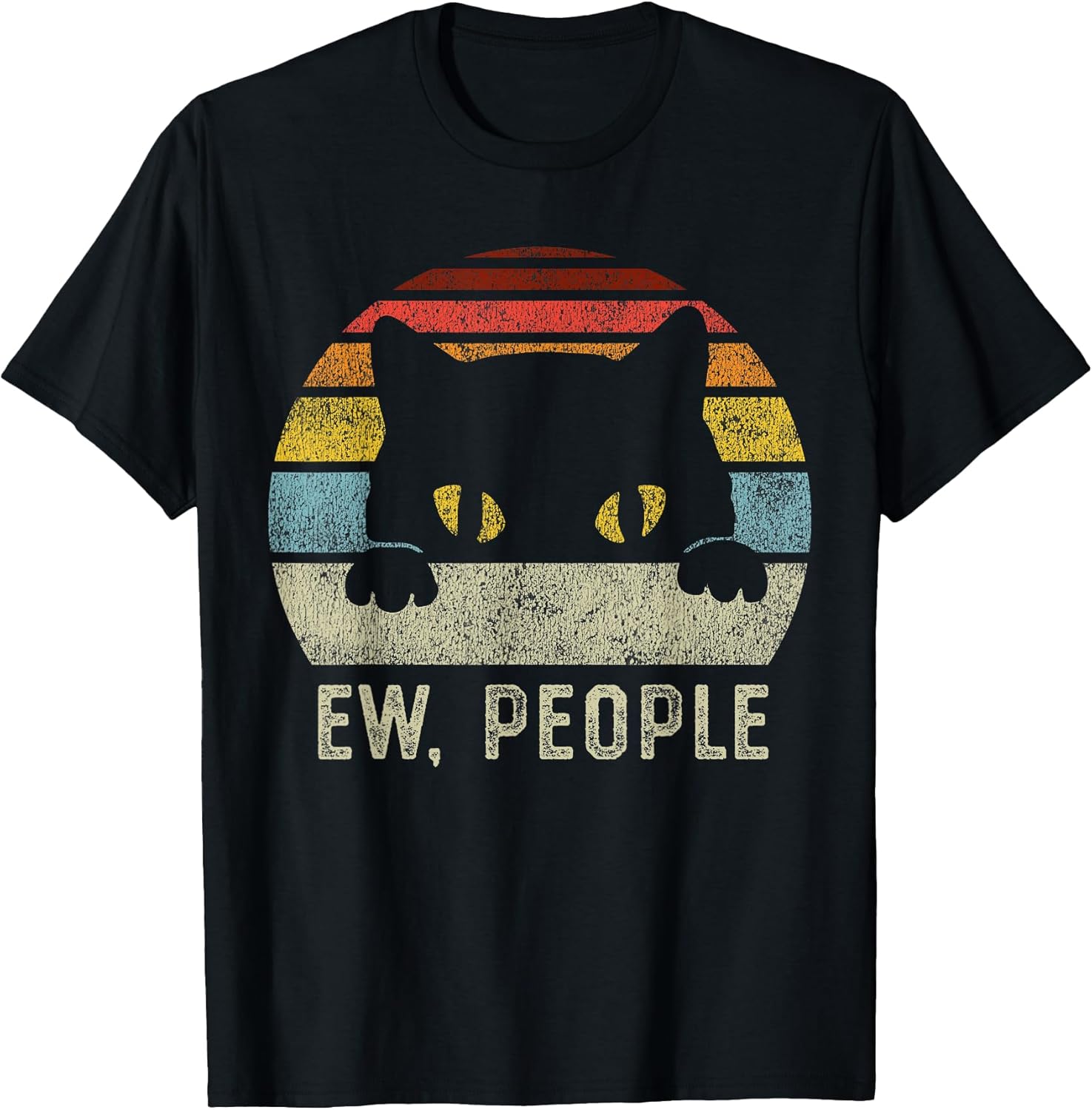 Ew People Retro Cat Funny Vintage Anti Social Introvert T-Shirt