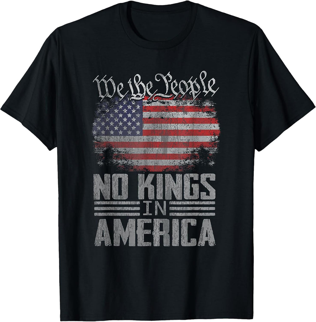 No Kings in America US Flag Vintage Men Women T-Shirt