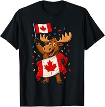 Funny Moose Flag Maple Leaf Canada Day Humor Canadian Animal T-Shirt
