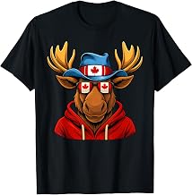 Canada Day Canadian Flag Maple Leaf Moose Sunglasses Kids T-Shirt