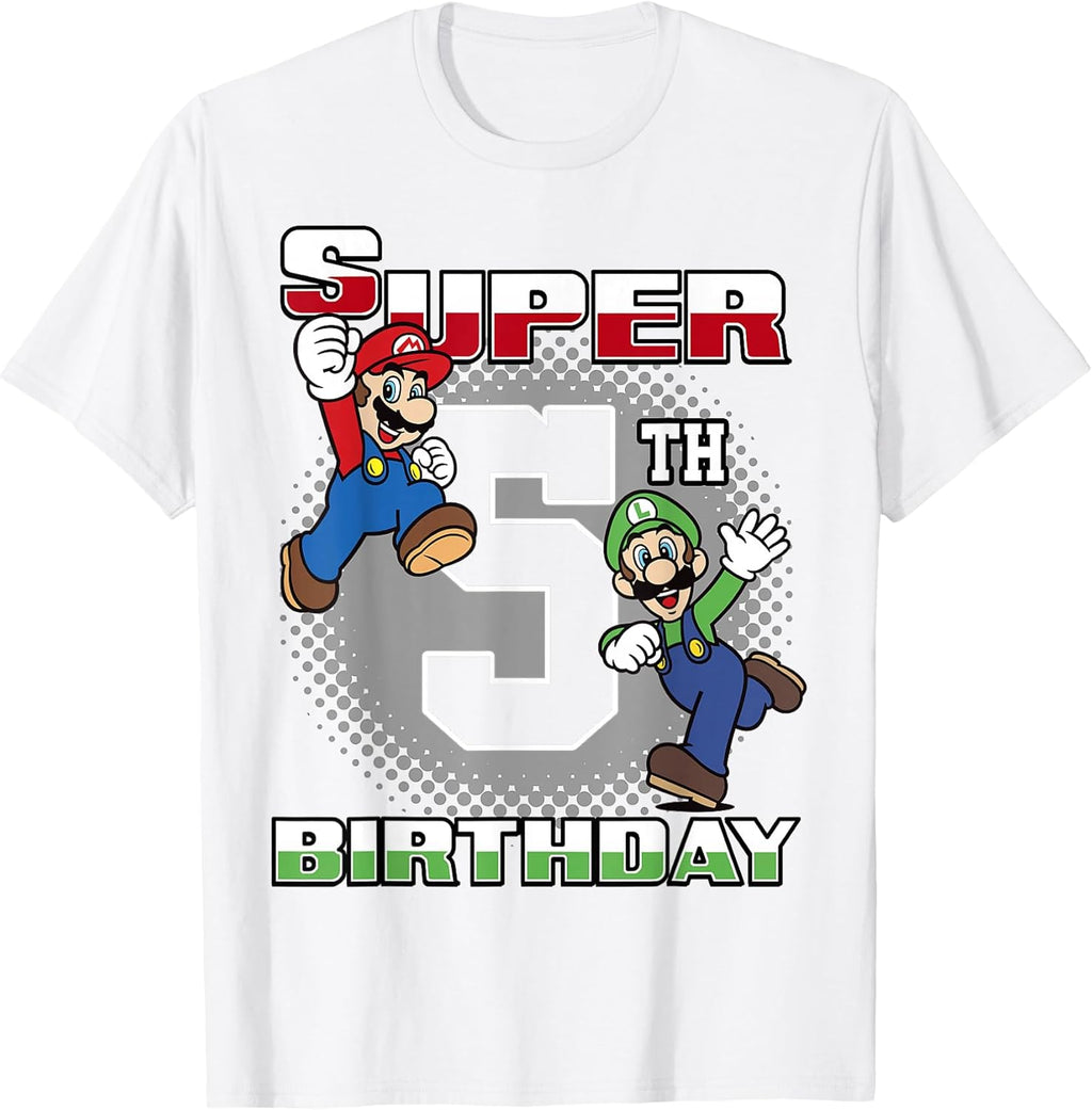 and Luigi Super Birthday 5th Birthday Portrait T-Shirt