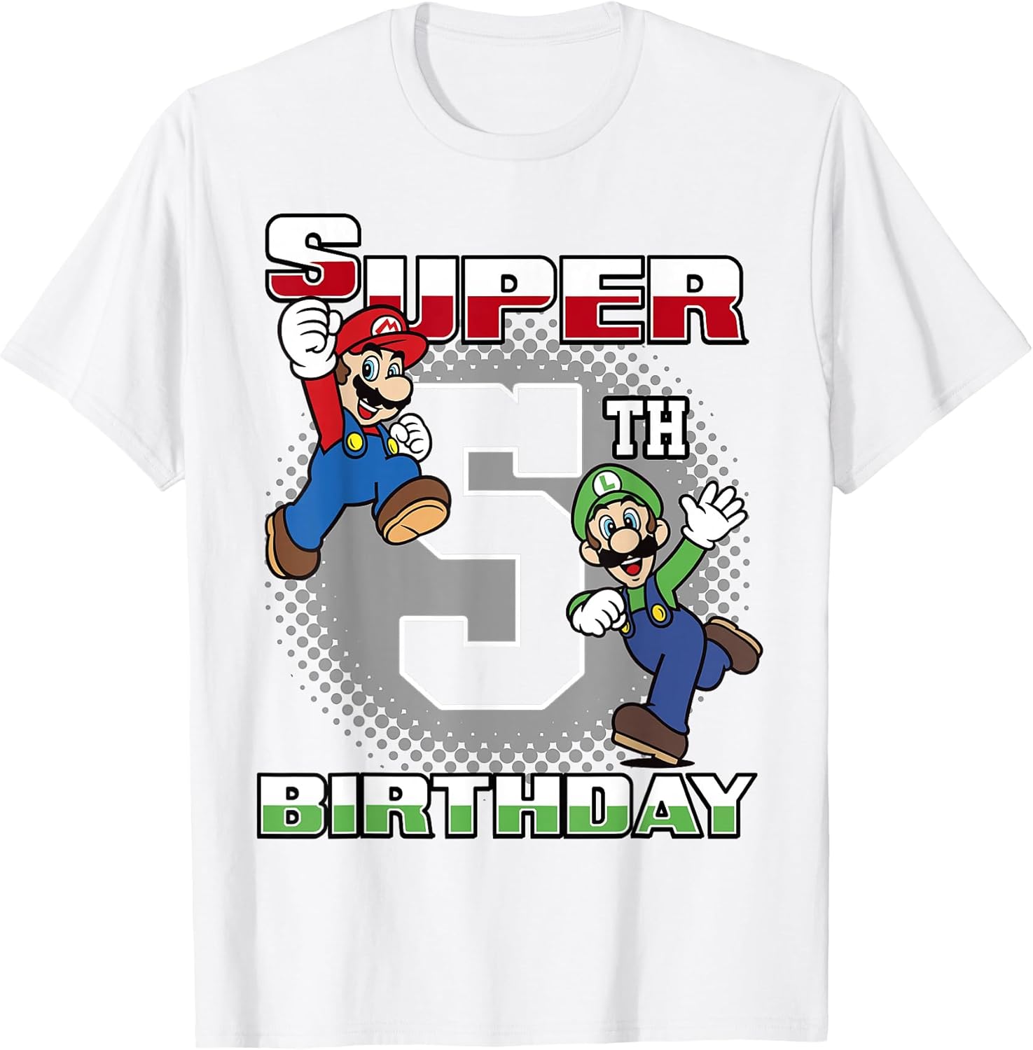 and Luigi Super Birthday 5th Birthday Portrait T-Shirt