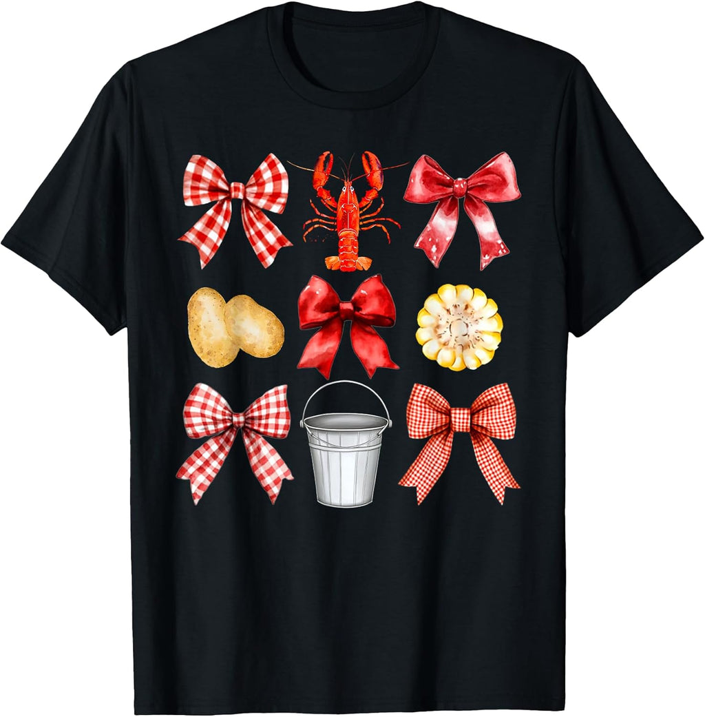 Funny Bow Cute Coquette Crawfish Boil Y2K Girl Aesthetic T-Shirt