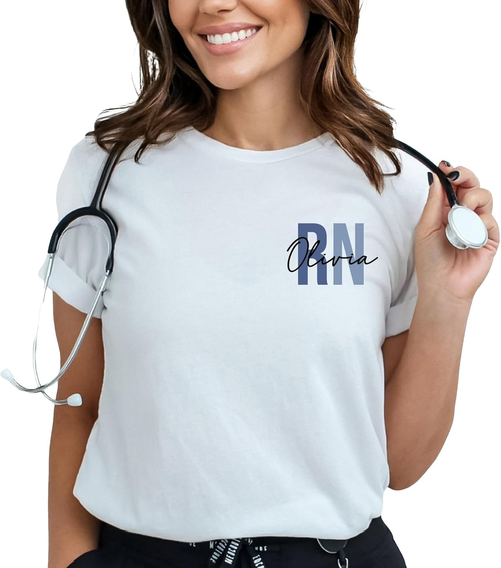 Personalized Nurse Shirt Custom Name Nurse Tshirt Gifts RN Shirt for Nurses Registered Nurse Tshirts for Women Nurse Week Nurses Day Gifts
