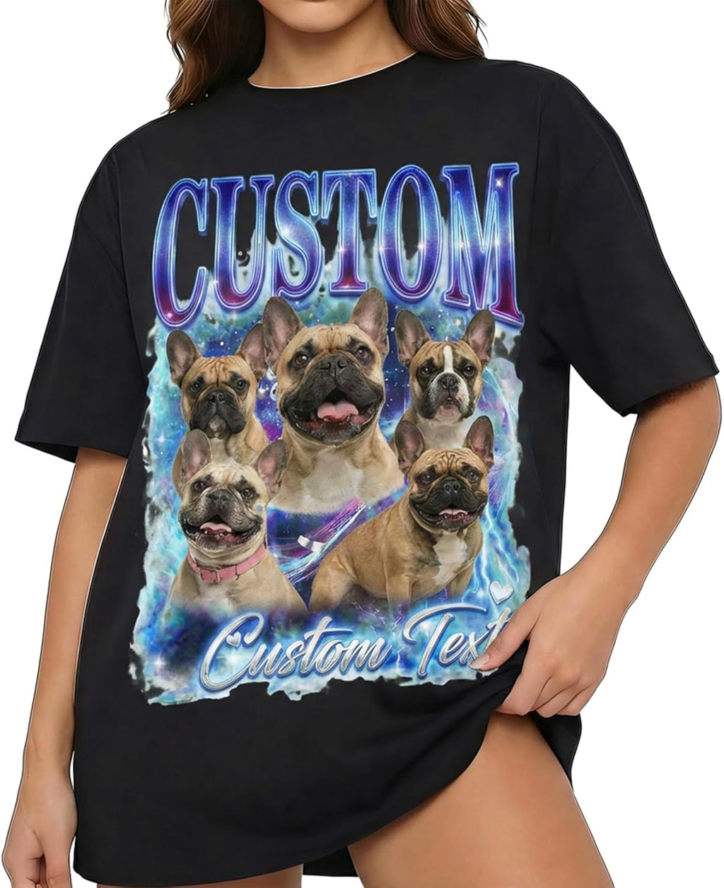 Custom Bootleg Rap Tee Personalized Face T-Shirt with Photo Text Vintage Graphic Shirt Gift for Him Her