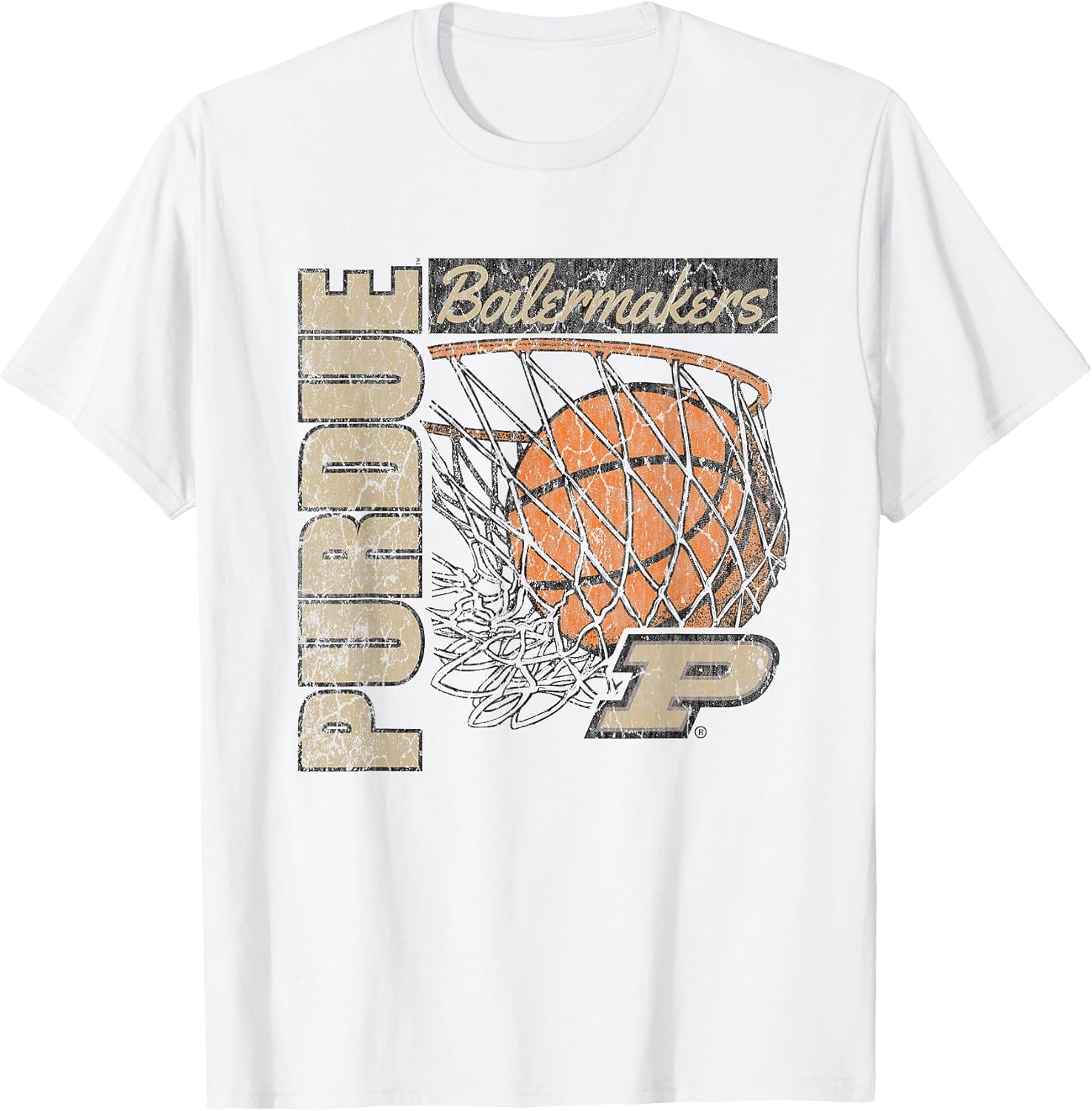 Purdue Boilermakers Vintage Basketball 90's White T-Shirt